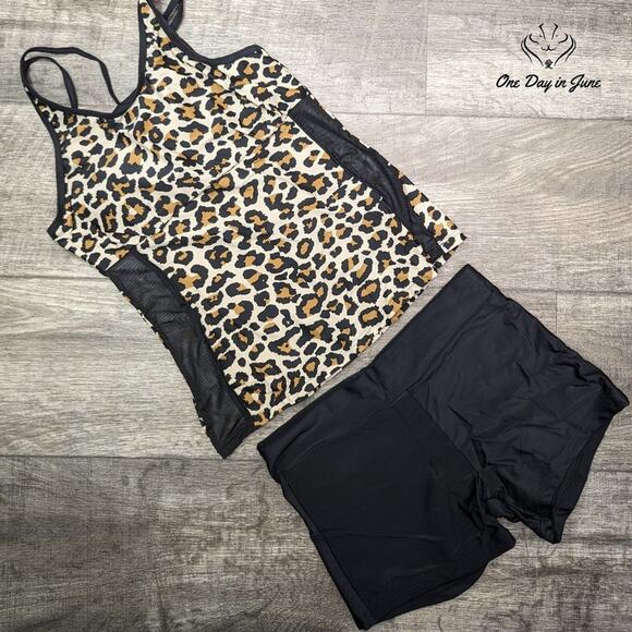 Rekita Mesh Accent Boy Short Tankini Swimsuit Size S - Picture 1 of 3